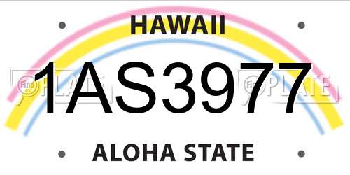 1AS3977 Hawaii License Plate