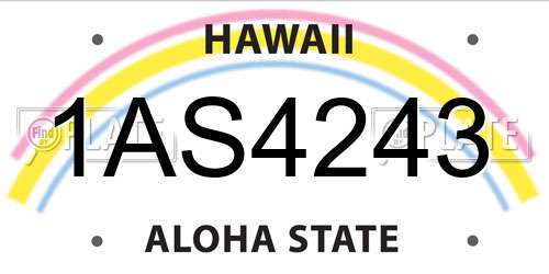1AS4243 Hawaii License Plate