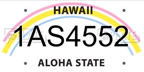 1AS4552 Hawaii License Plate