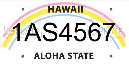 1AS4567 Hawaii License Plate