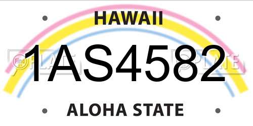 1AS4582 Hawaii License Plate