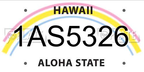 1AS5326 Hawaii License Plate