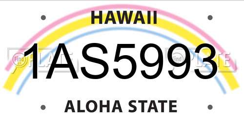 1AS5993 Hawaii License Plate