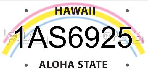 1AS6925 Hawaii License Plate
