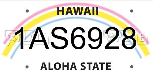 1AS6928 Hawaii License Plate
