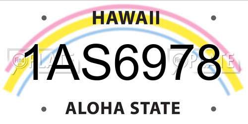 1AS6978 Hawaii License Plate