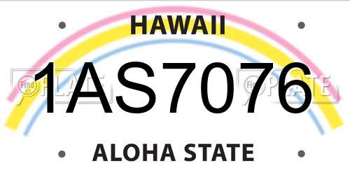 1AS7076 Hawaii License Plate