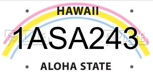 1ASA243 Hawaii License Plate