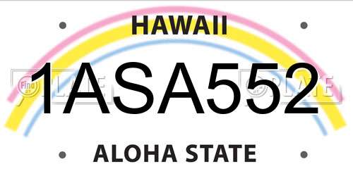 1ASA552 Hawaii License Plate