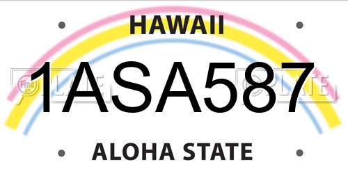 1ASA587 Hawaii License Plate