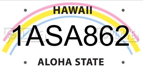 1ASA862 Hawaii License Plate