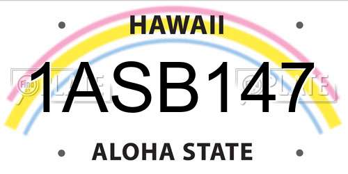1ASB147 Hawaii License Plate