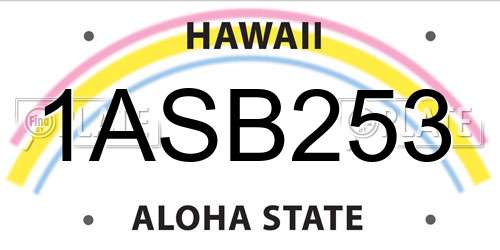 1ASB253 Hawaii License Plate