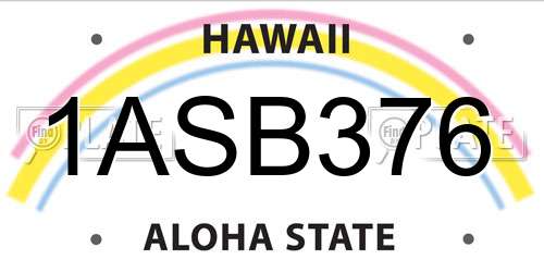 1ASB376 Hawaii License Plate