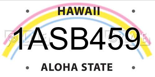 1ASB459 Hawaii License Plate