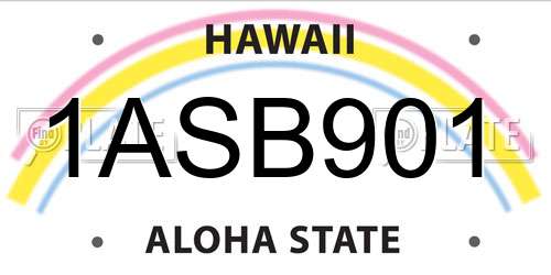 1ASB901 Hawaii License Plate
