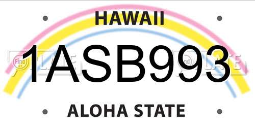 1ASB993 Hawaii License Plate