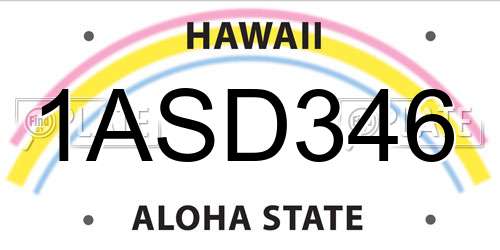 1ASD346 Hawaii License Plate
