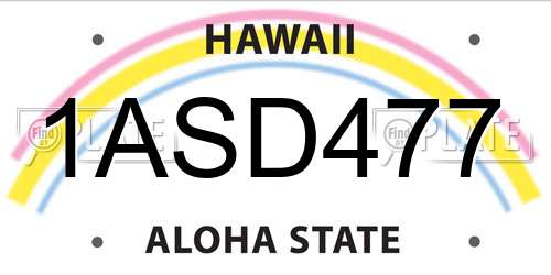 1ASD477 Hawaii License Plate