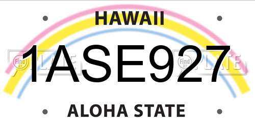 1ASE927 Hawaii License Plate