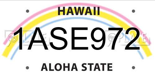 1ASE972 Hawaii License Plate