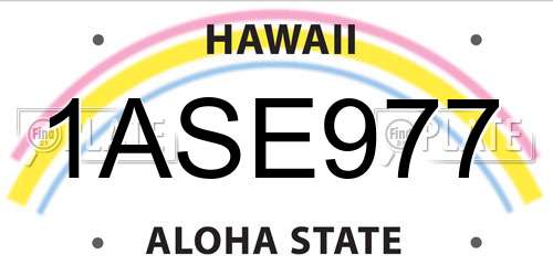 1ASE977 Hawaii License Plate