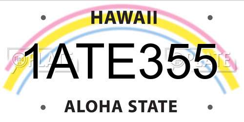 1ATE355 Hawaii License Plate