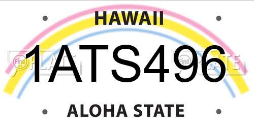 1ATS496 Hawaii License Plate