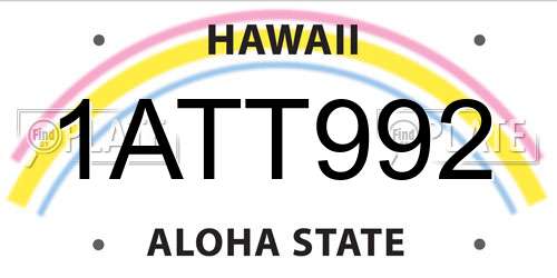 1ATT992 Hawaii License Plate