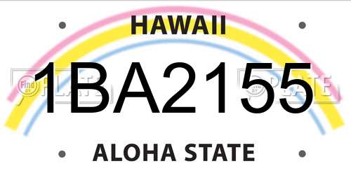1BA2155 Hawaii License Plate