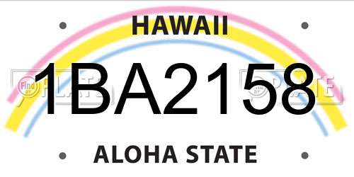 1BA2158 Hawaii License Plate