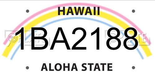 1BA2188 Hawaii License Plate