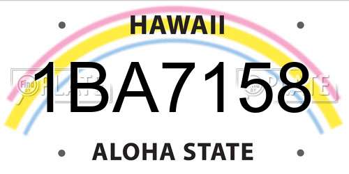 1BA7158 Hawaii License Plate