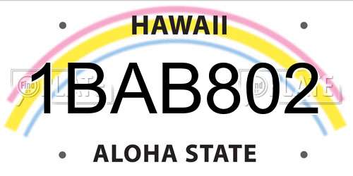1BAB802 Hawaii License Plate