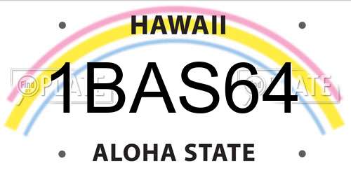 1BAS64 Hawaii License Plate
