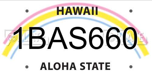 1BAS660 Hawaii License Plate