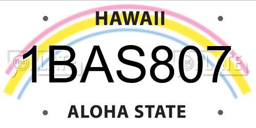 1BAS807 Hawaii License Plate