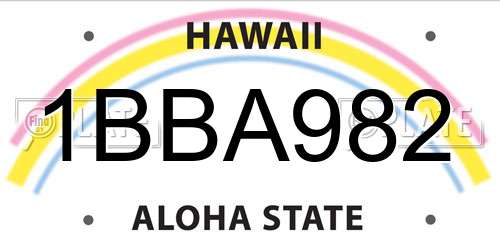 1BBA982 Hawaii License Plate