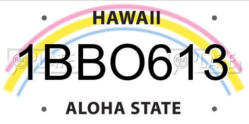 1BBO613 Hawaii License Plate