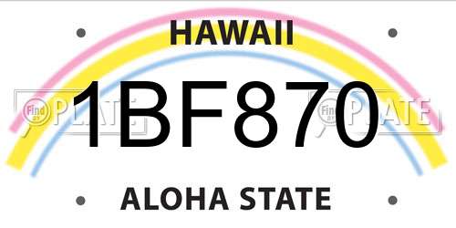 1BF870 Hawaii License Plate