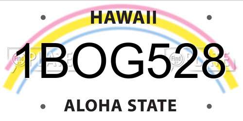1BOG528 Hawaii License Plate
