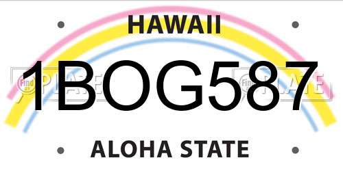 1BOG587 Hawaii License Plate
