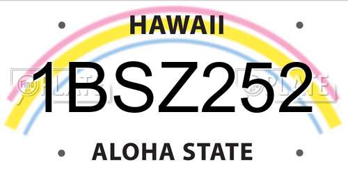 1BSZ252 Hawaii License Plate
