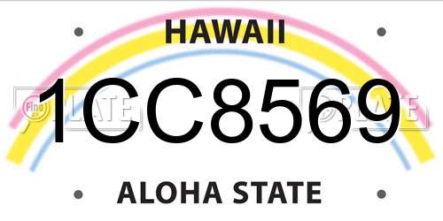 1CC8569 Hawaii License Plate