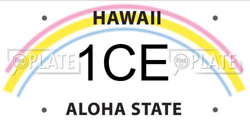 1CE Hawaii License Plate