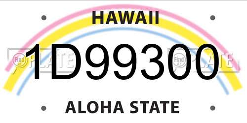 1D99300 Hawaii License Plate