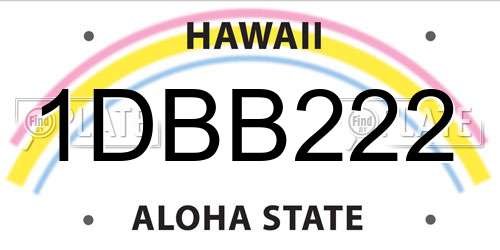 1DBB222 Hawaii License Plate