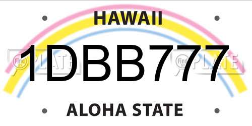 1DBB777 Hawaii License Plate