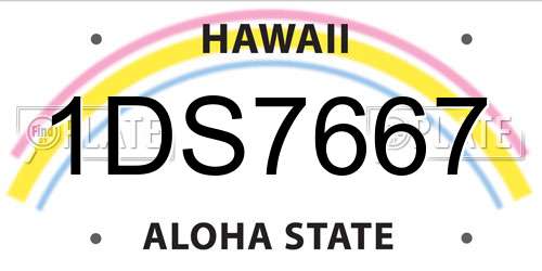 1DS7667 Hawaii License Plate