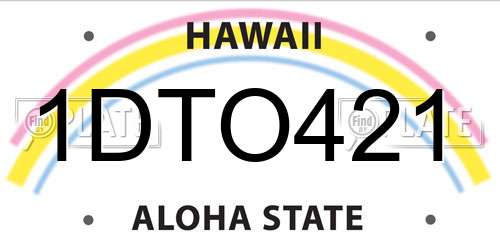 1DTO421 Hawaii License Plate